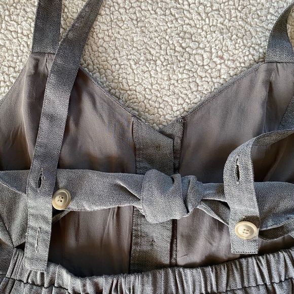 Hem & Thread Pants Jumpsuit Front Buttons Tie Back, Wide Leg Size: Small - Picture 8 of 15